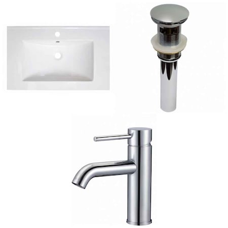30-in. W 1 Hole Ceramic Top Set In White Color - Overflow Drain Incl.